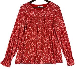 Boden Ditsy Floral 96% Modal (Super Soft) Blouse Women’s SZ US 8 Red/Cream EUC
